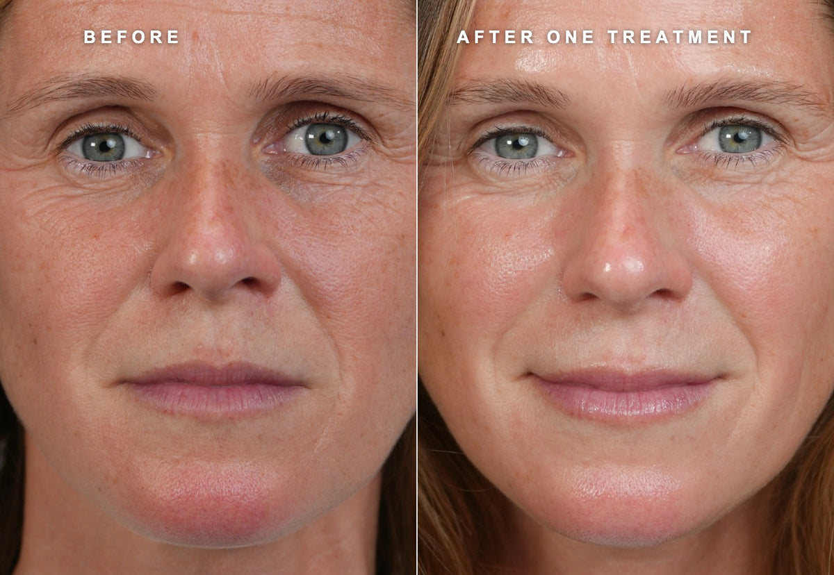 Jenifer — before and after one treatment, unretouched